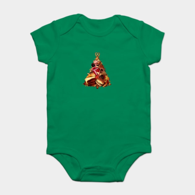 Pizza, Fast Food, Burger Xmas Christmas Tree Baby Bodysuit by logiamerch